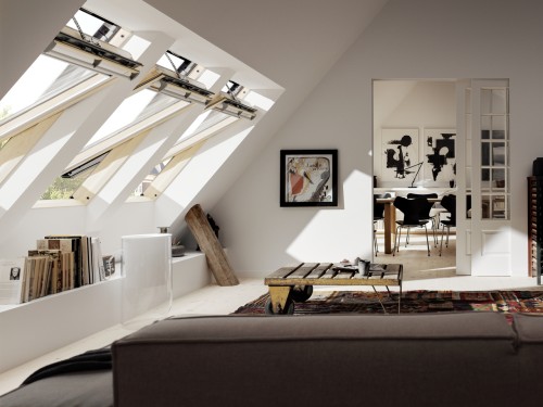 VELUX® Holz Schwingfenster mit Solarantrieb GGL (Alu)